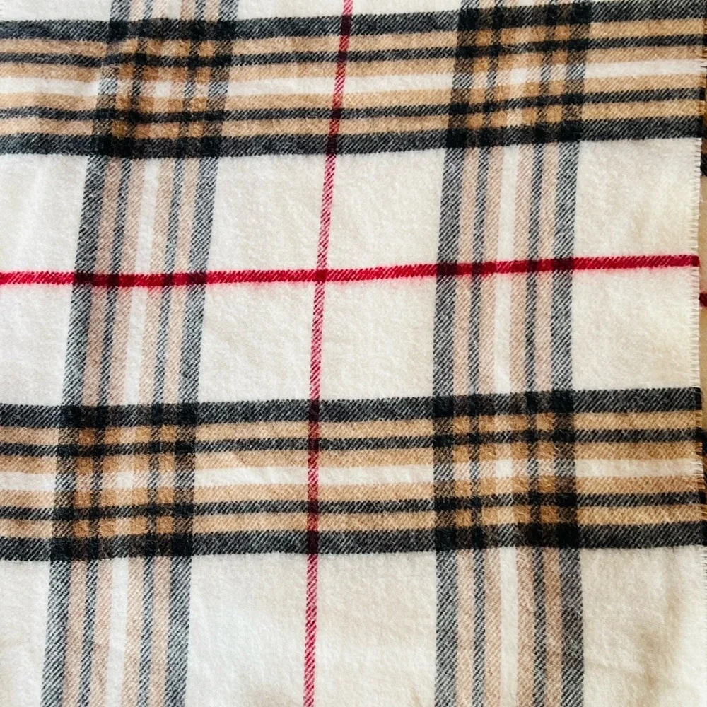 Bundle of 2 PLAID FRINGE SCARVES NEUTRAL COLORS MADE IN ITALY, GERMANY CASHMINK